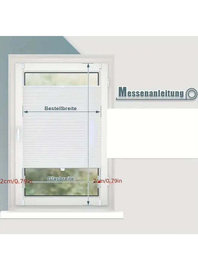 Full View Lift Up Down Pleated Curtain No Hole Design White 27 56X39 37 Inch - Image 3
